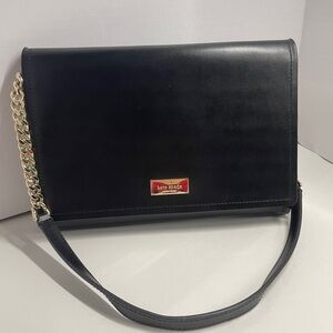 Kate Spade Black Leather Shoulder Bag with Gold Chain and leather strap